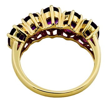 9ct Gold Amethyst 5 Stone Ring size O